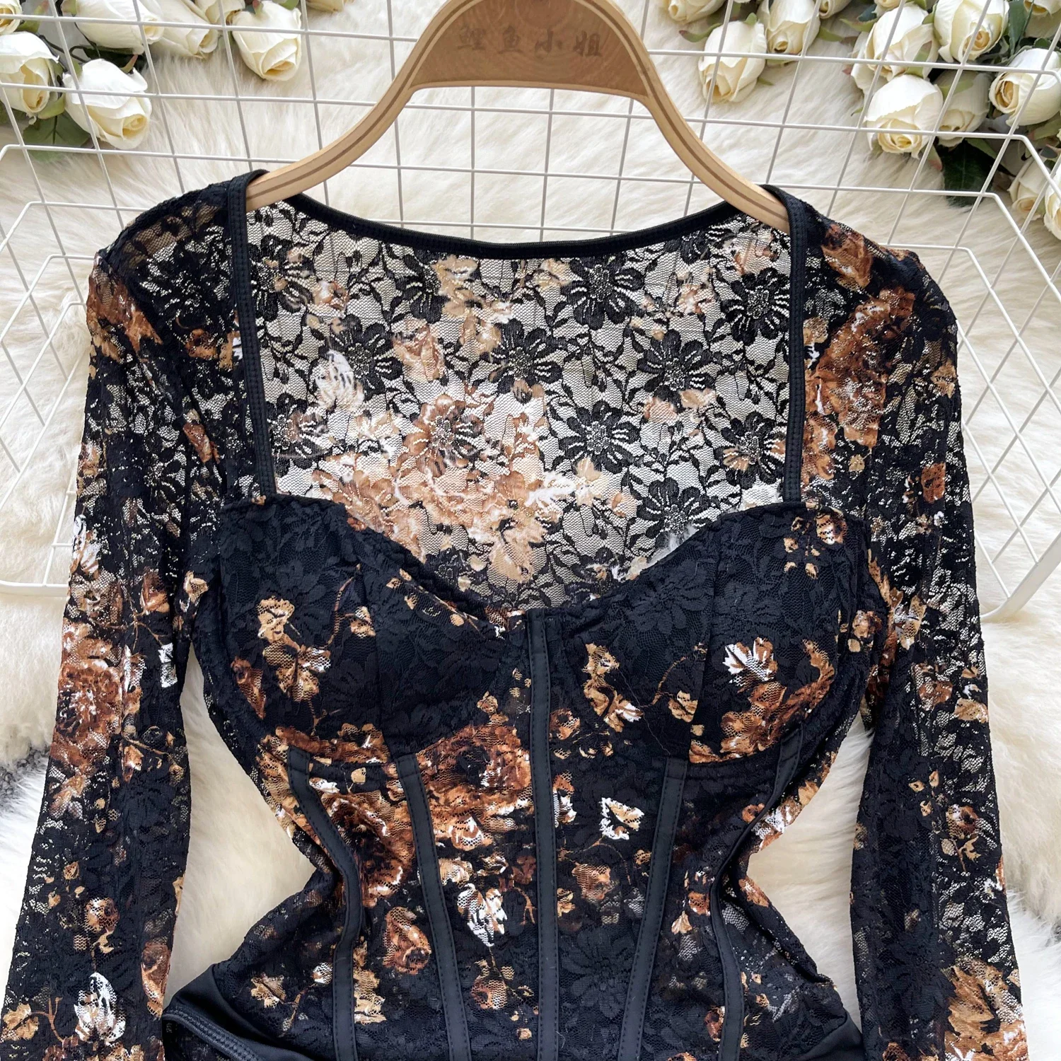 Women Sexy Lace Bodysuit Chic Square Neck Jumpsuits Summer Beach Vacation Slim Rompers Clothing