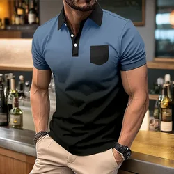 Camiseta clásica de manga corta para hombre, Polo informal de verano con botones, gran tamaño, L