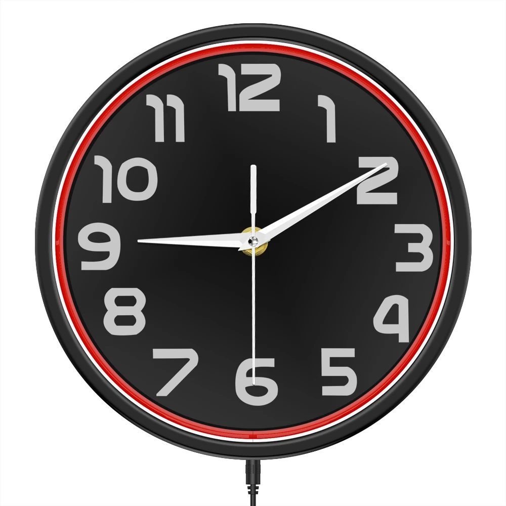 

Vibrant Neon Light Wall Clock for Bar Man Cave Game Room LED Lighting Metal Frame Round Clock Industrial Retro Home Decor Watch
