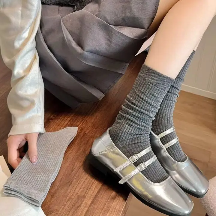 4pairs Women's Summer Crew socks Breathable Striped Solid Color Kawaii Socks,  Japanese Korean Style, Y2k, Cozy