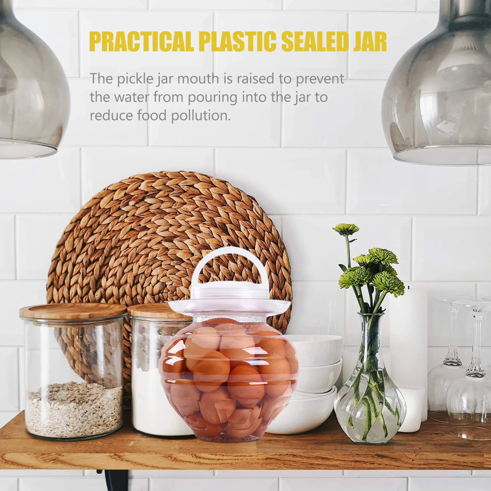 

Household Pickle Jar Sturdy Plastic Airtight Container for Pickled Vegetable Fermentation Food Storage Crock Jar