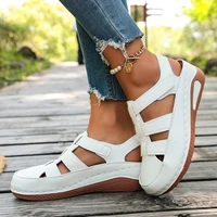 2026 New Women Sandals Summer Wedge Thick-soled Sandals Women Designer Hollow Gladiator Shoes Fashion Women Shoes - Image 5