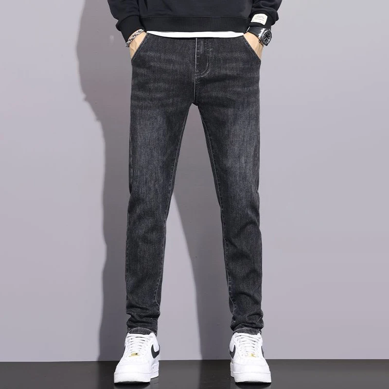 

Loose Fit Men's Jeans Casual Straight Leg Denim Pants Elastic Waist Autumn Winter Faionable Korean Sle Large Size Long Tr...