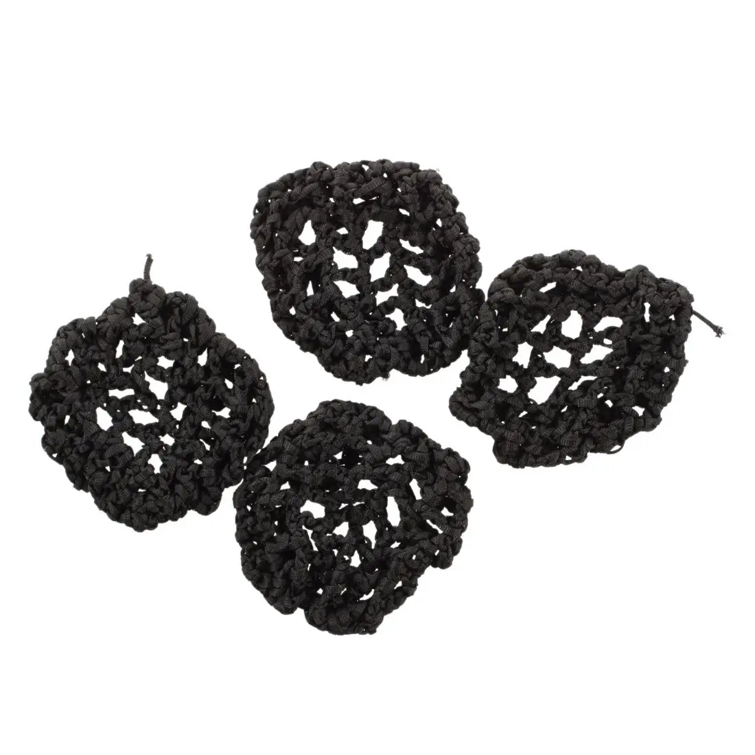 Hotel Waitress Elastic Nylon Black Snood Net Ballet Bun Hair Covers Ornament 4 Pcs