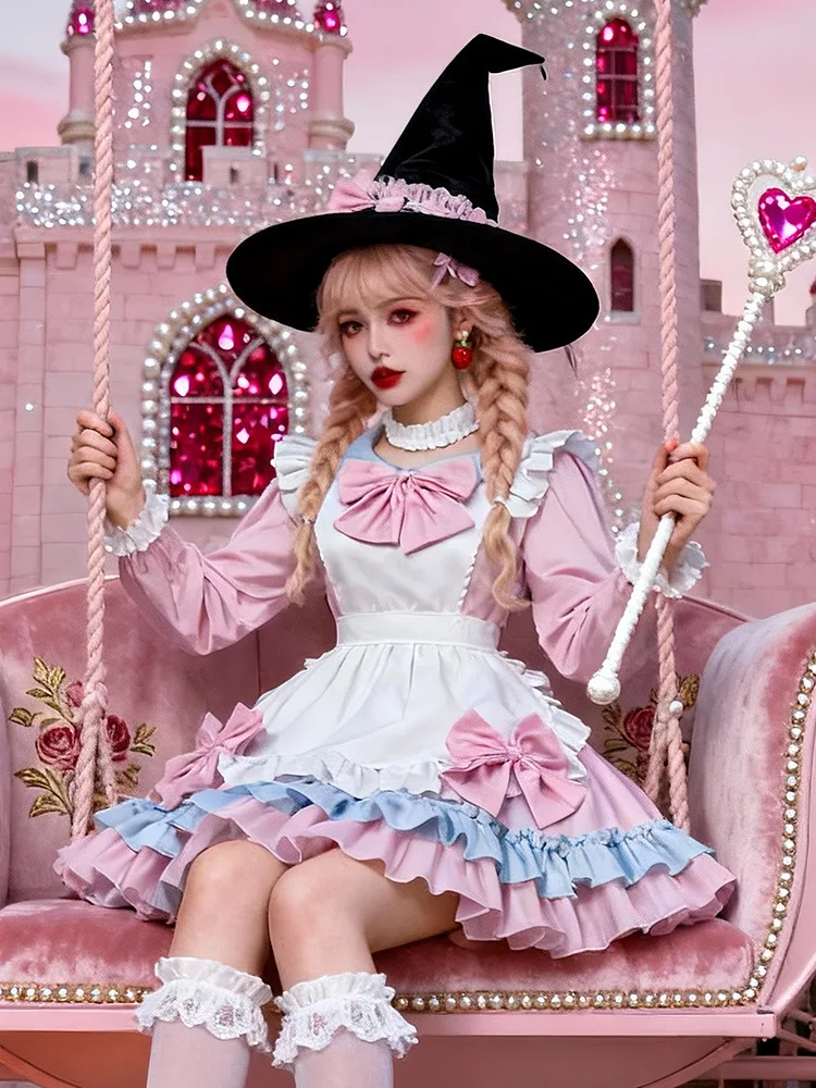 

Pink Maid orm loween Costume Lolita Dr Stage Performance Soft Girl Ce Waitr Outfit Trendy Clothing