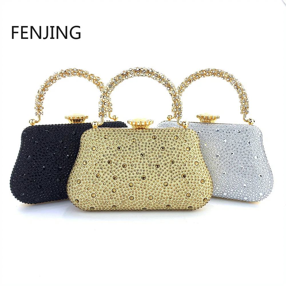 Rhinestone Banquet Clutch Bag Women Luxury Handbags Silver Gold Shoulder Bags Evening Clutches and Purse Shell Bolsos Para Mujer