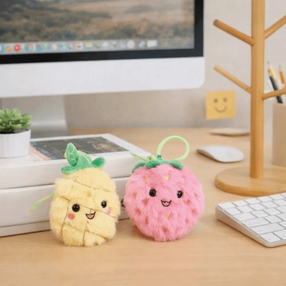 Series Collection Super Soft-haired Fruit Charm Miniature Strawberry/Pineapple Shape Stuffed Fruit Ornament Party Favor