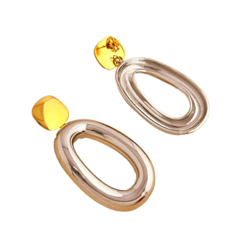 

Vintage Teardrop Earrings Two-Tone Gold Silver Color Stainless Steel Retro Dangle Earrings Luxury Gift for Women Anniversary