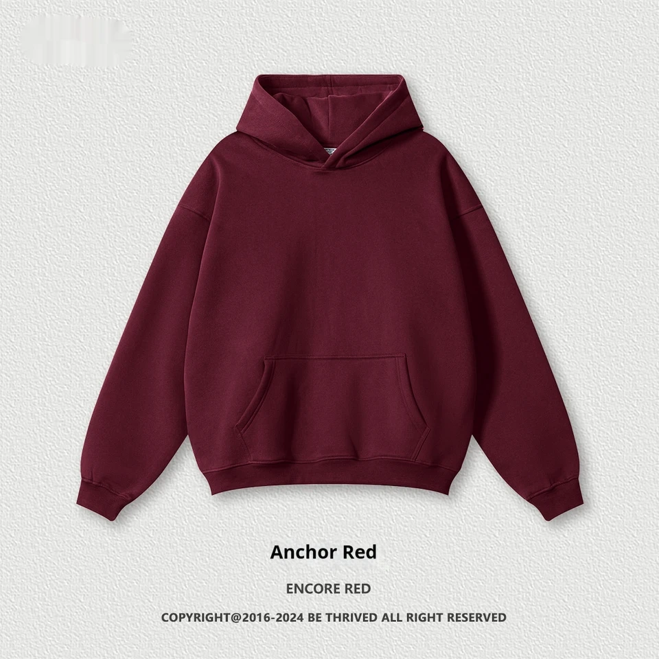 Sudadera con capucha gruesa de color liso para hombre, estilo urbano europeo y americano, otoño, corte holgado, con forro polar 2