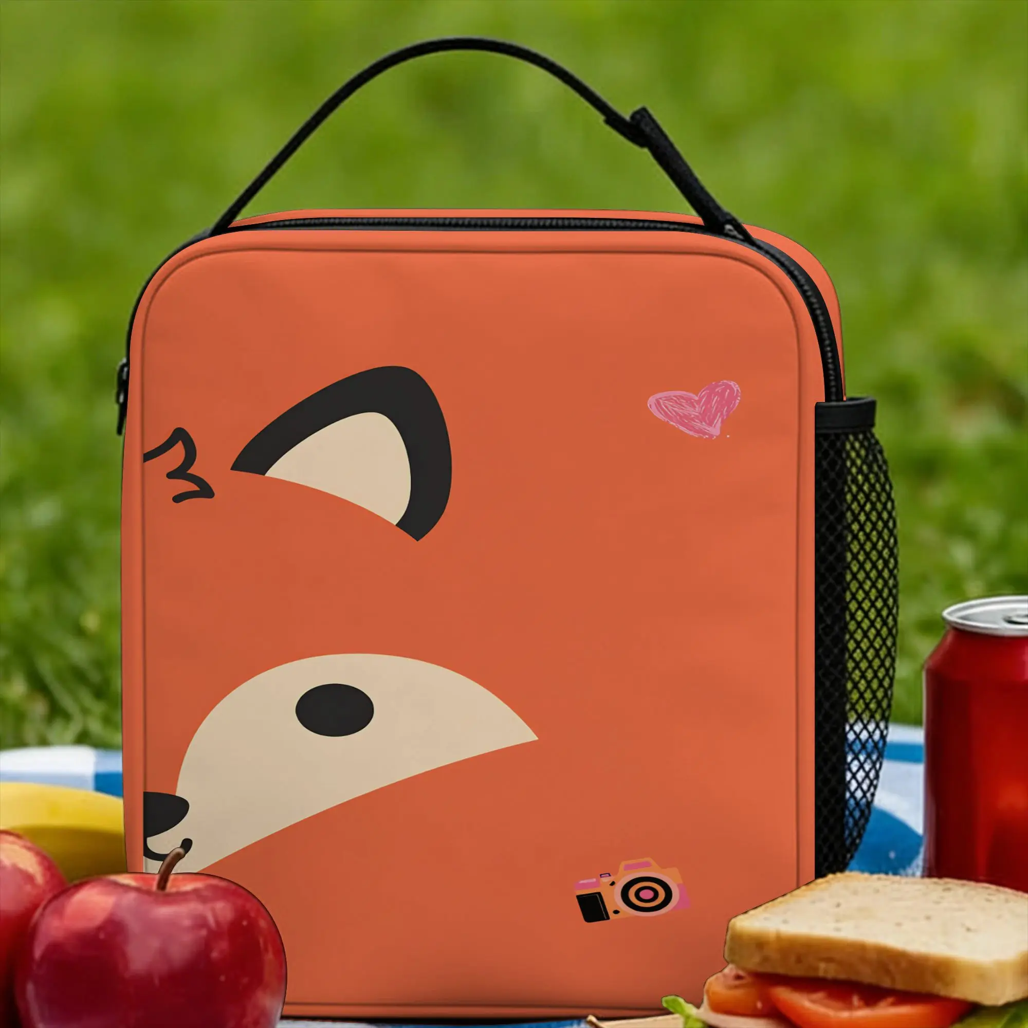 

Симпатичная сумка для обеда с изображением лисы, офисная сумка для обеда для взрослых, термосумка для обеда с винтажным принтом, портативная сумка-холодильник на молнии из оксфордской ткани