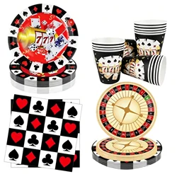 Casino Birthday Party Supplies for Adults Casino Party Decors Poker Paper Plates Cups Napkins Casino Night Vegas Supplies Favors