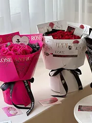 5Pcs/Bag Gilt English characters rose flower wrapping paper