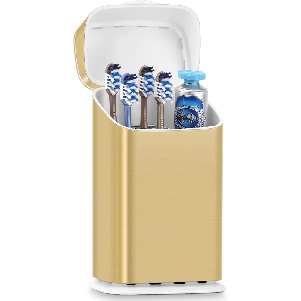 

Toothbrush Holder with Cover - 5 Slots Toothbrush Holders for bathrooms, Detachable Bathroom Caddy Organizers and Storage Kids