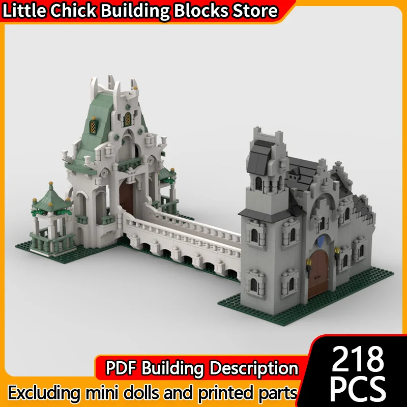 

Средневековый замок, модель MOC, строительные кирпичи, замок, мостовой проход, модульная технология, детские праздничные подарки, сборные игрушки, костюм