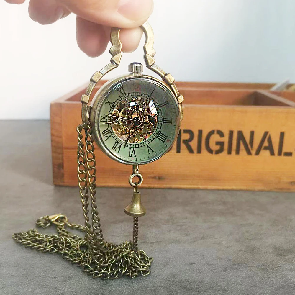 Transparent Eyeball Mechanical Pocket Watch with Chain Roman Numerals Pendant Necklace ladies watches 2023 Men Women Gifts