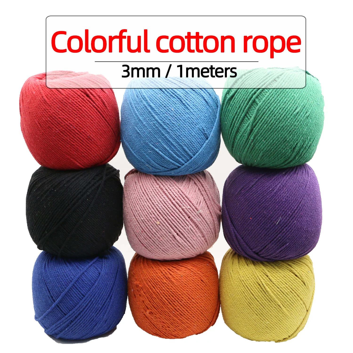 baiann 3mm colorful cotton cord Twisted Rope Thread DIY Decoration Supply Colorful Cotton Handmade Macrame String Cord 5meters