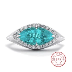Creative design Eye Shape Paraiba Premium Sense zirconia Ring Fashion 925 sterling silver non-tarnin jewelry bridal wedding gift