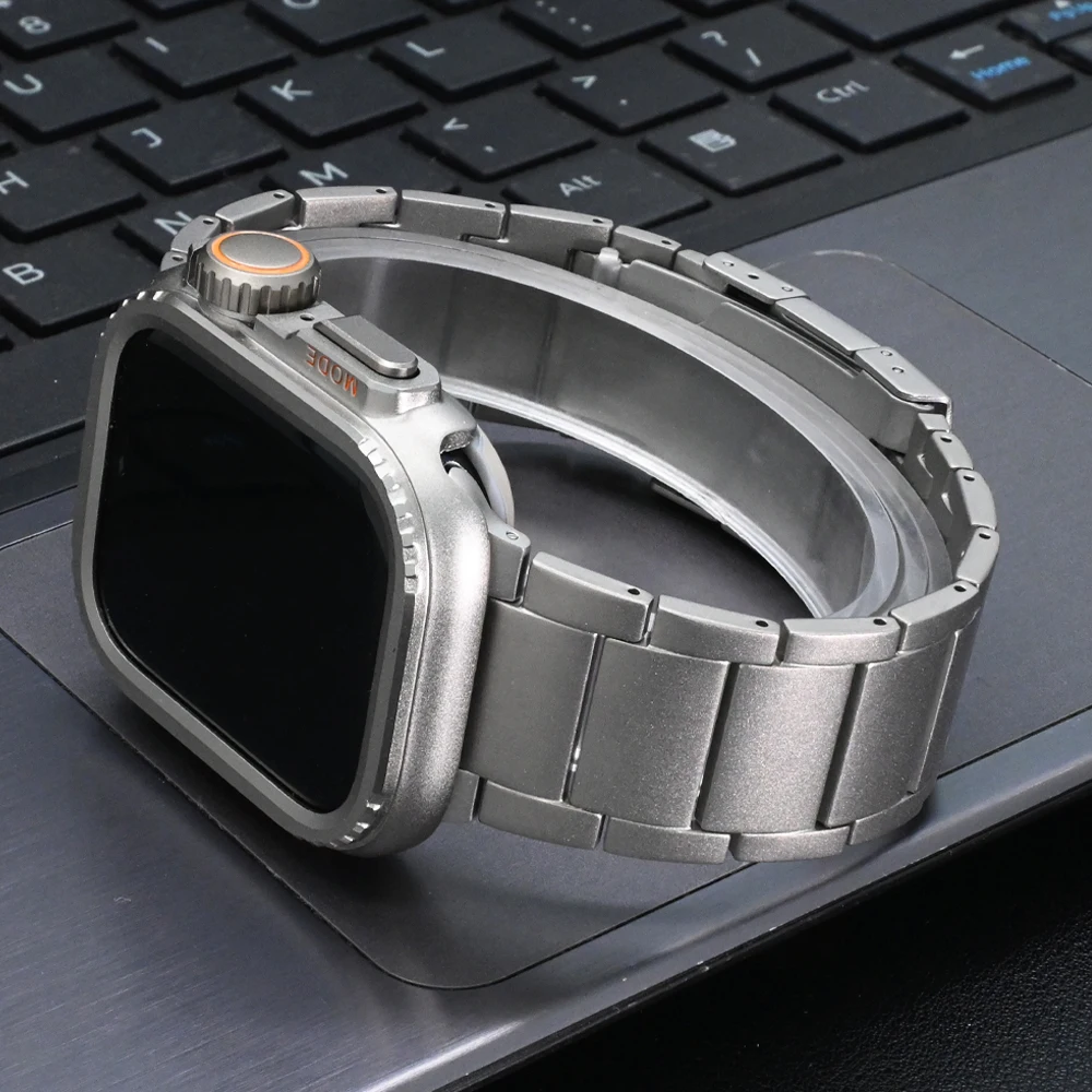 Men Titanium Band for Apple Watch Strap 49mm 46mm 45mm 44mm Replaced Case+Bracelet Accessories for Iwatch Series 10 9 8 7 Ultra