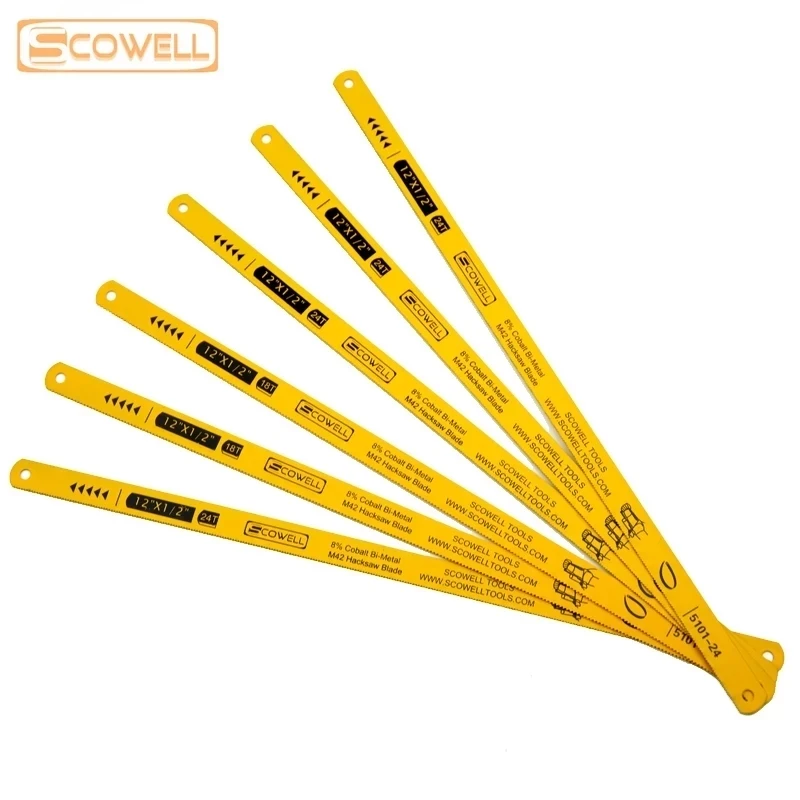 HSS-Scie à métaux bimétallique flexible M42 (8% asile alt), scie à main en acier 12x1/2 pouces, pour la coupe du métal 18TPI 24TPI, outils de bricolage