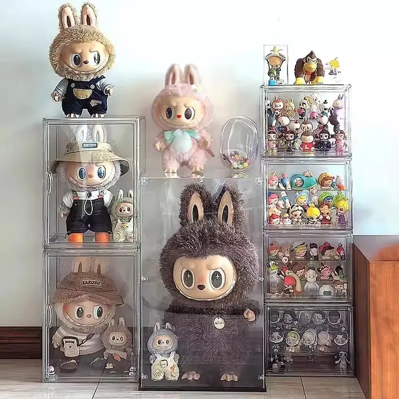 

Labubu Doll Display Case Plu Toy Storage Box Dust Cover Doll owcase Home Decoration Adult Suitable Plastic Material