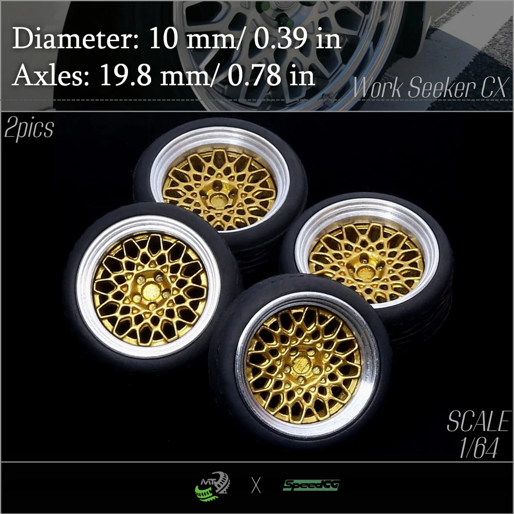 Speedcg 1/64  Metal Outer Ring Wheels Diameter 10mm&11mm with Rubber Tires Miniature Parts Modified Kit Luxury Diecast Model Car