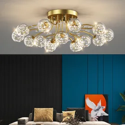 Starry Led Glass Ball Ceiling Chandeliers for Bedroom Living Room Hanging Lamp Lighting Decoration Home Indoor Star Modern Decor