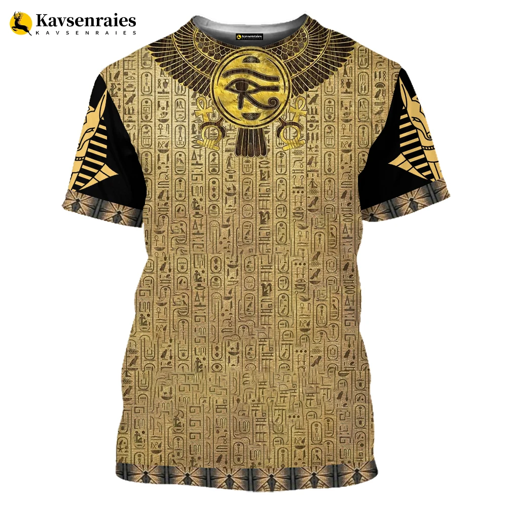 Retro Ancient Egyptian Egypt God Pharaoh 3D Printed T-shirt Eye of Horus Pattern T Shirt Men Fashion Casual Streetwear Tops