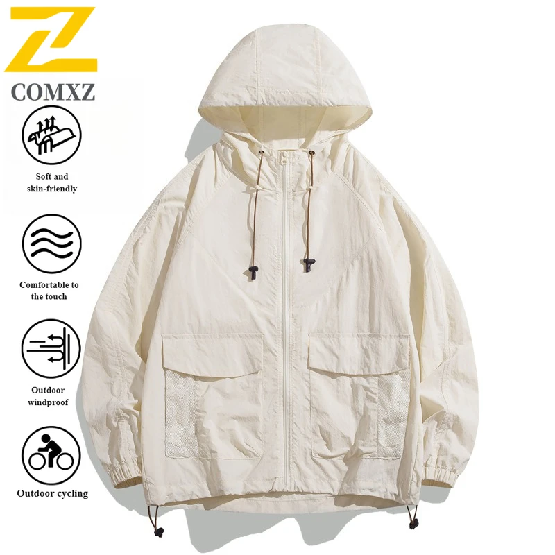 مجموعة EIAO Premium للحماية من الأشعة فوق البنفسجية سترة للزوجين بعامل حماية من الأشعة فوق البنفسجية 50 + معطف جلد رفيع للغاية بغطاء للرأس مع ملابس واقية من الشمس للمغامرات الخارجية #3