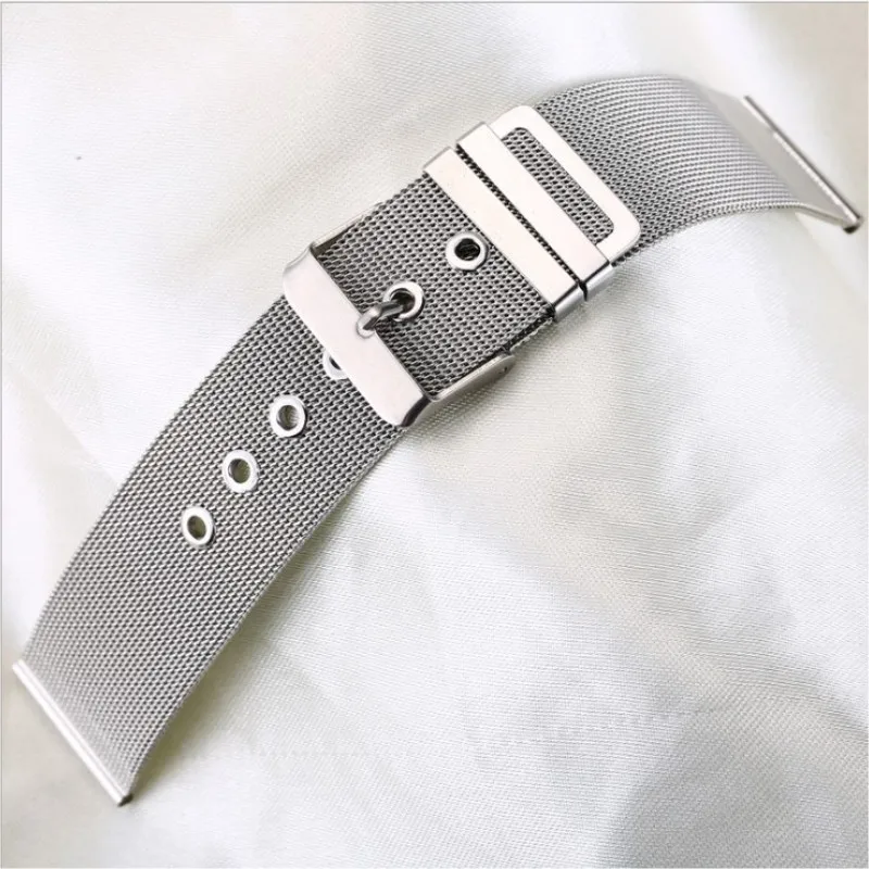 12mm 14mm 16mm 18mm 20mm 22mm 24mm Silver Mesh Milanese Watch Strap Stainless Steel Wristband for Universal Watch Accessories