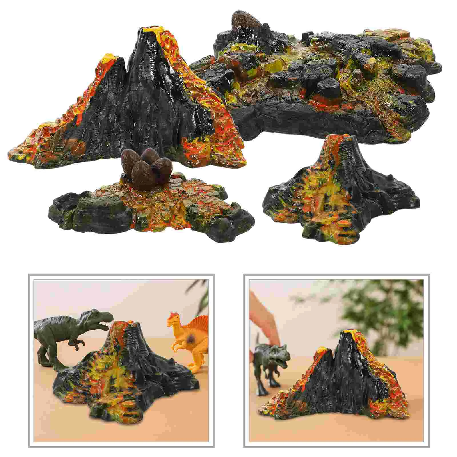 2 Pcs Accessories Simulated Volcano Model Child Toy Terrarium Soft Rubber Volcanos