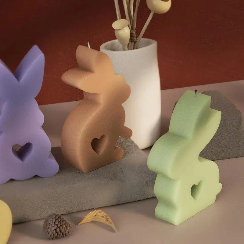 Niedliche Kaninchen-Osterkerzenformen, antihaftbeschichtete Silikon-Fondant-Häschenform für DIY-Ostern, Basteln, wiederverwendbare Gelee-Seifenform