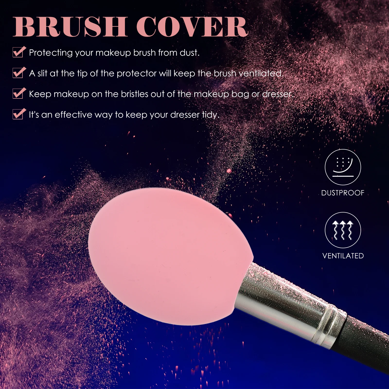 6pcs Makeup Covers Silicone Protective Cover For Travel Home Office Use Makeup Cosmetics Brush Protector Holder