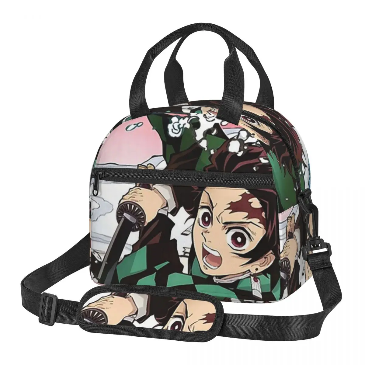 Demon Slayer Kimetsu No Yaiba Kamado Tanjirou Lunch Bags Bento Box Portable Lunch Tote Picnic Bags Thermal Bag for Woman Office