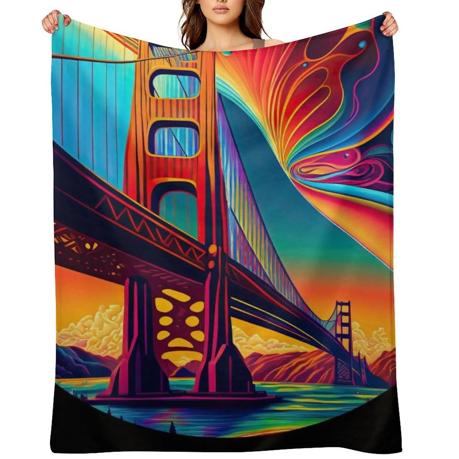 

Golden Gate Bridge v2 Throw Blanket Luxury Brand Designers Hairys Loose Blankets
