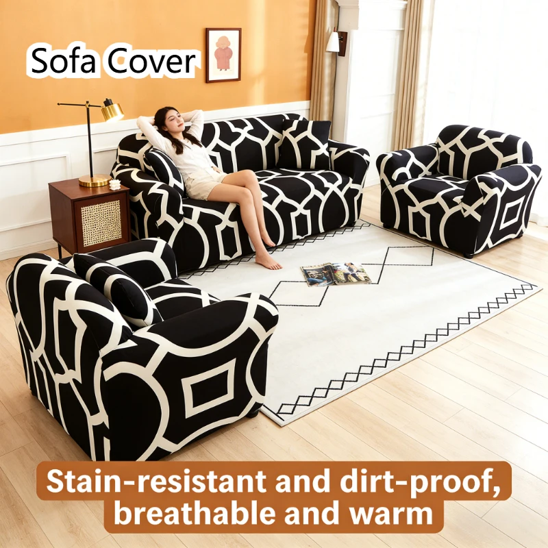 New Universal Stretch Sofa Cover Up Non-Slip Dustproof Slipcover Print 1/2/3/4 Seater Sofa Covers for Home Living Room
