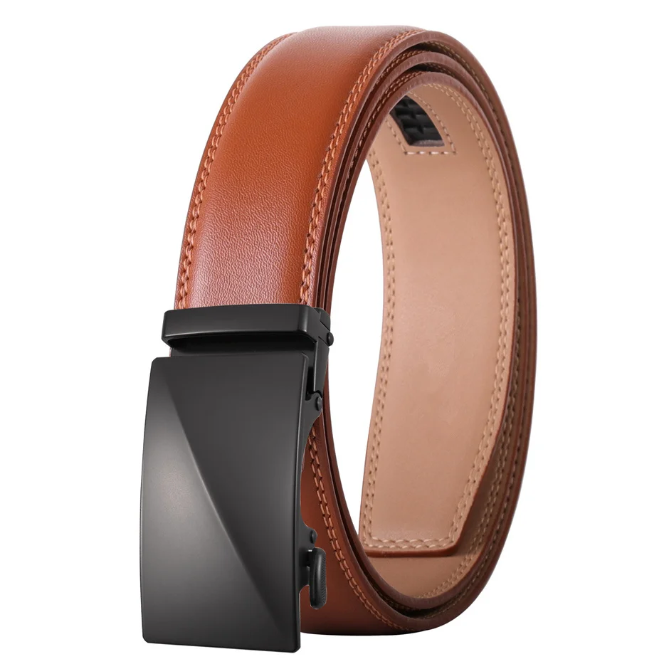 Brown Cowhide Genuine Leather Belts For Men New Fashion Luxury Designer Dress Formal Casual Belt Male Automatic Buckle B622