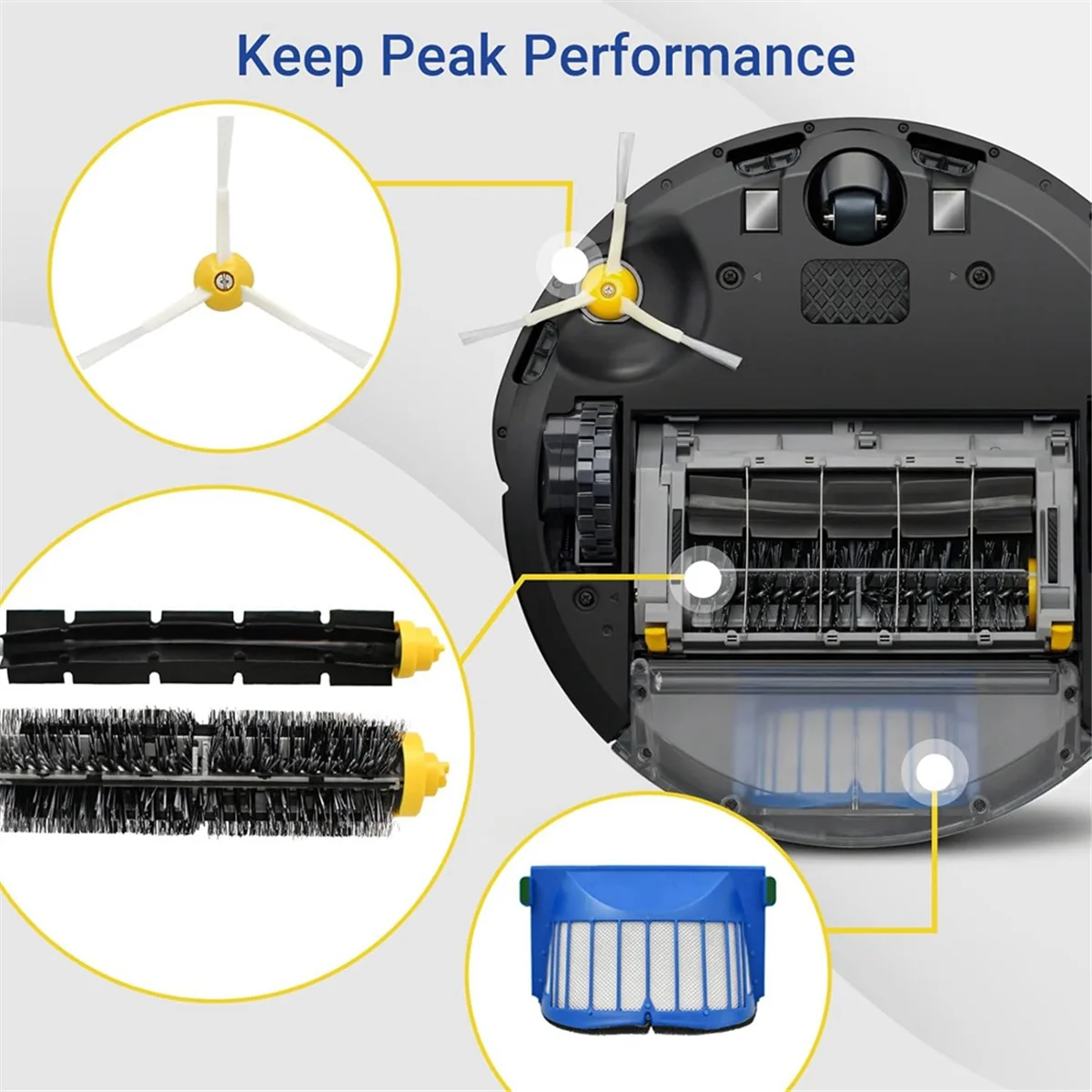 FZFZ 600 시리즈 694 692 690 695 680 660 665 651 650 620 진공 청소기 부품 메인 사이드 브러시 HEPA 필터