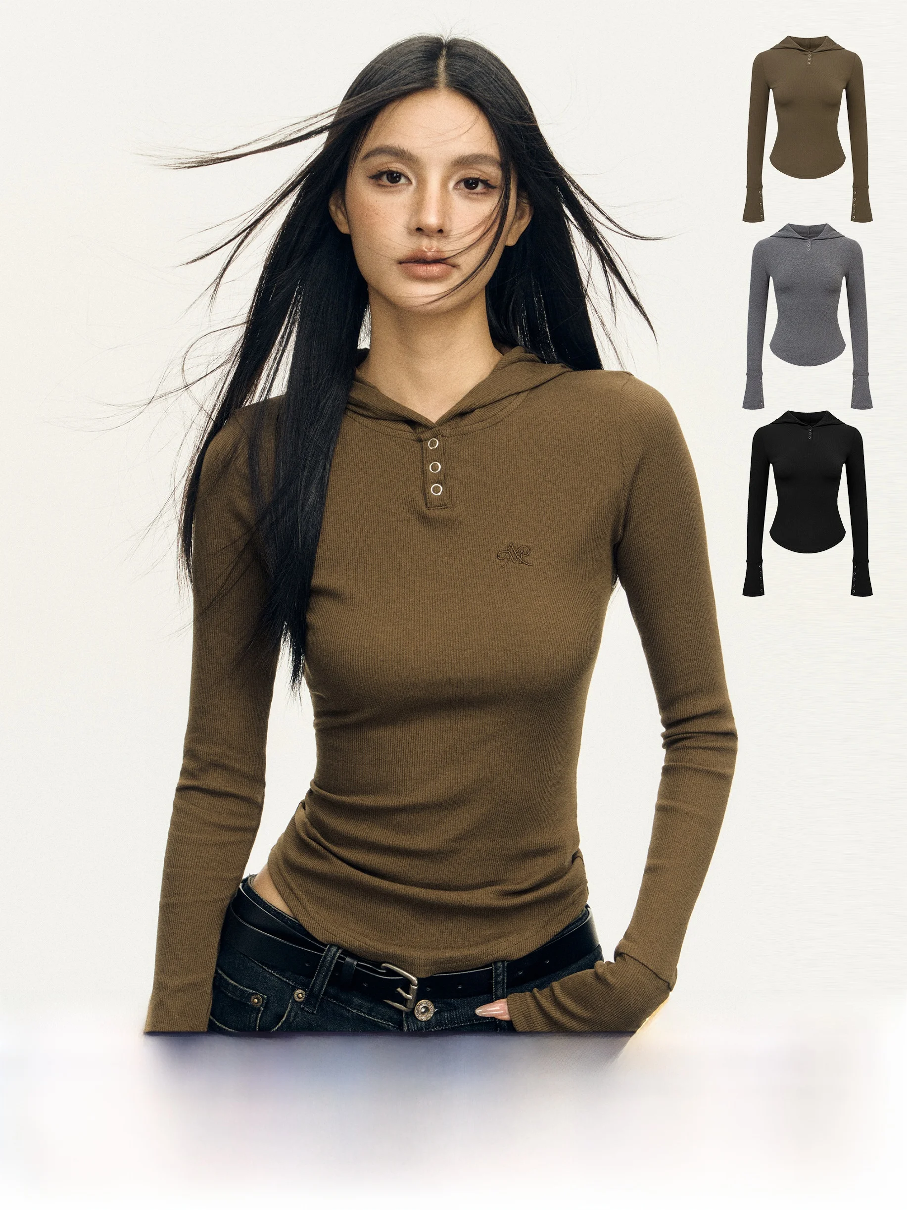 

Ariseism, американский ретро-дизайн, длинная све, приталенная базовая футболка, женская осенняя новинка, топ, повседневная одежда с низкой талией