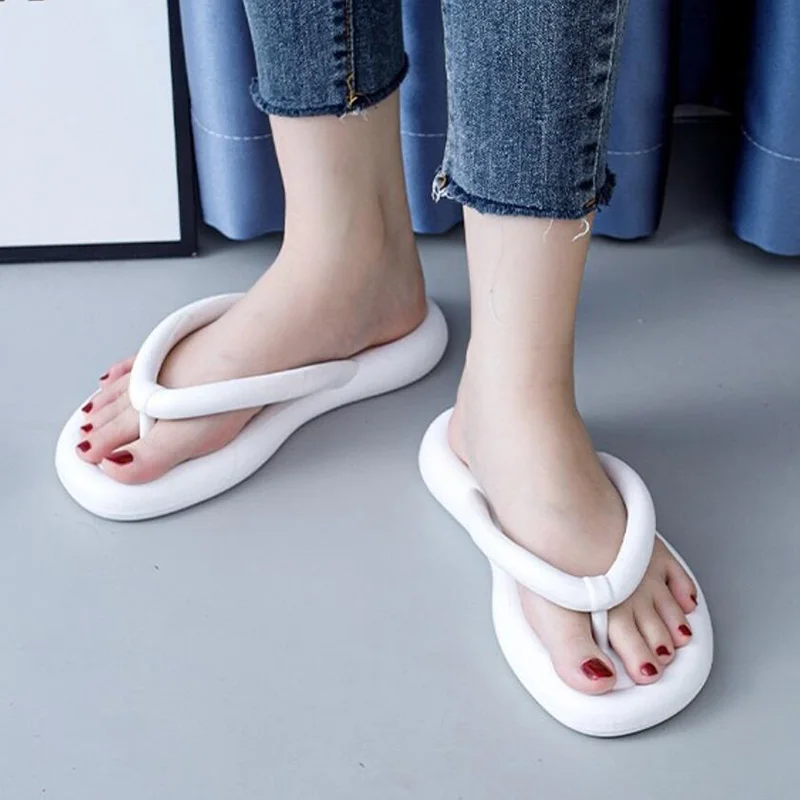 Summer Women\'s Candy color Flip-flops female Green Rose Red Outside Wear Bathroom Beach Flats Slides New 2023 Mujer