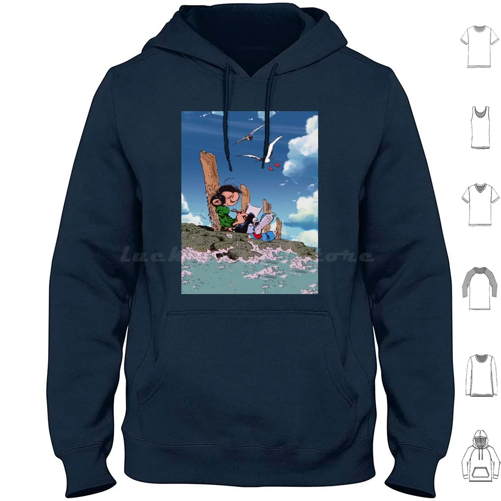 Gaston Goof On Dock Hoodie Cotton Long Sleeve Guus Lagaffe Flater Guust Veronica Andre Magazine Cartoon Strip Boek Book