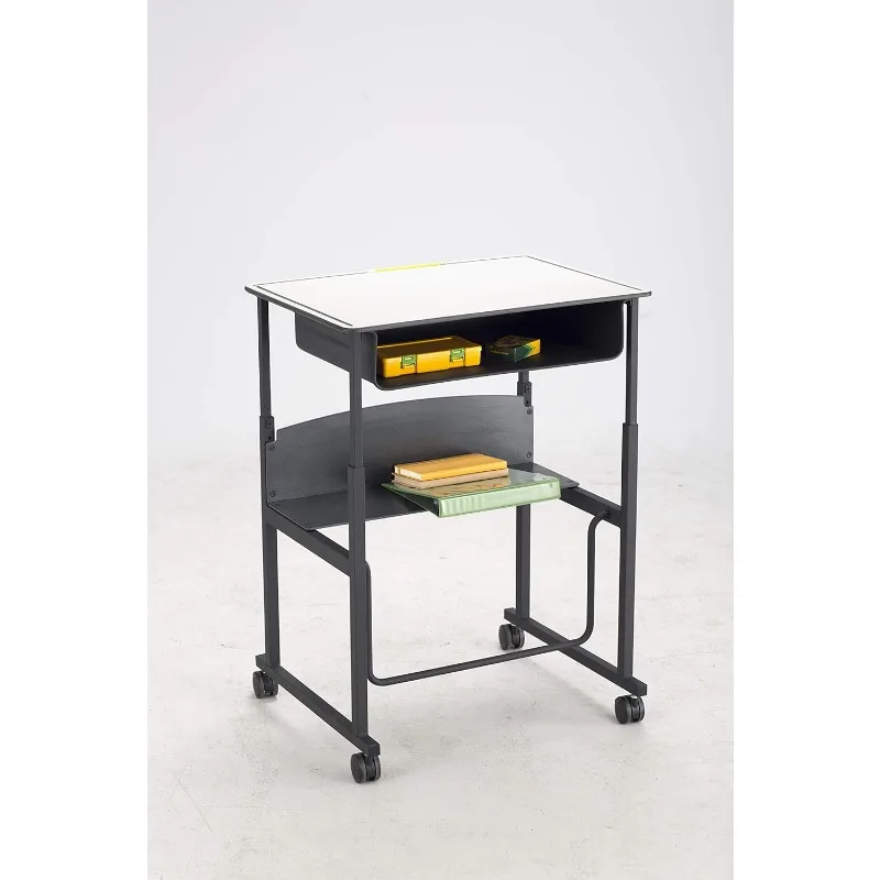 Products AlphaBetter Adjustable-Height Desk, 36" W x 24" D Standard Desktop, Swinging Footrest Bar