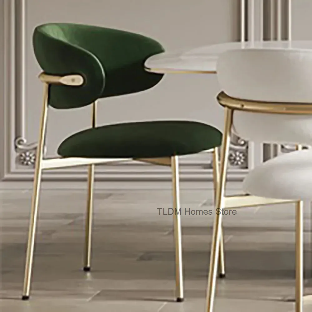 Luxury Green Dining Chairs Golden Metal Legs Comfort Metal Legs Lounge Modern Dining Chairs Design Silla Rosa Indoor Furniture