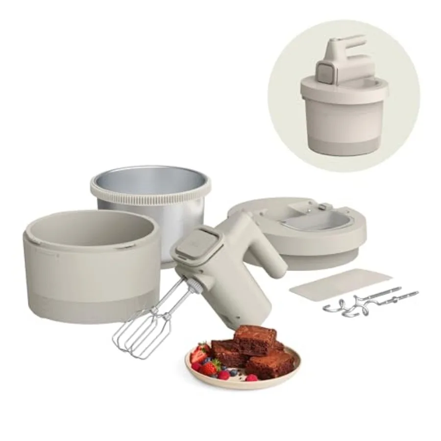 

3.5 Qt Hand and Stand Mixer 2 in 1 Electric Mixer with Bowl Dough Hook Whisk and Egg Beater Multifunctional Handheld Mixer for