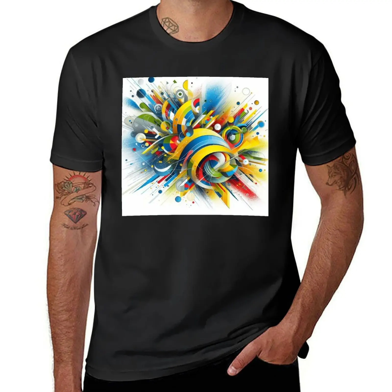 

Colorful Chaos: A Geometric Artwork T-Shirt kawaii clothes plain customizeds mens big and tall t shirts