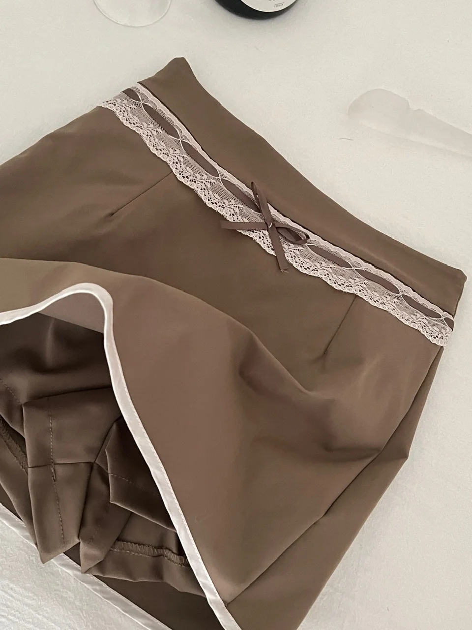 Sweet Sle Long Sve Silk irt Women Gentle Pink Tie Waist Color Blo Lace f Skirt Autumn Winter Two Piece Set