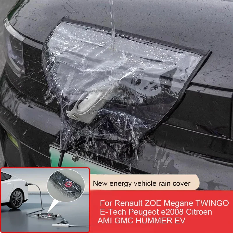 Car Energy Charging Port Rainproof Cover Charging Gun Storage Bag For Renault ZOE Megane TWINGO E-Tech Peugeot e2008 Citroen AMI