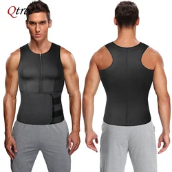 Qtree Sauna Sweat Jacket Men Compression Vest Body Shaper Tummy Control Waist Trainer Slimming Hot Neoprene Thermo Weight Loss