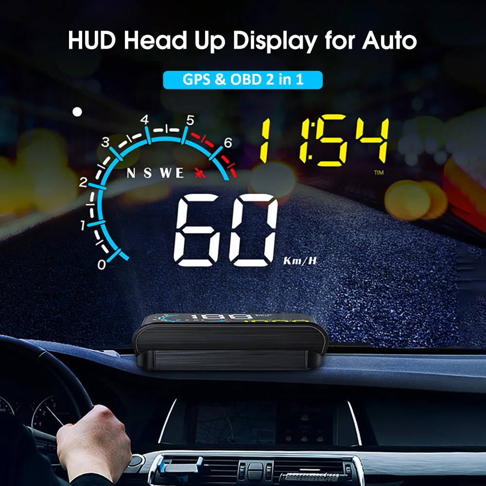 

GPS Hud автомобильные принадлежности электронные устройства OBD2 дисплей на борту компьютера цифровой измеритель скорости для автомобилей спидометр