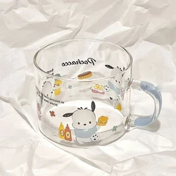 1pcs Sanrio Kawaii Pochacco Cup Kuromi My Melody Cinnamoroll Student Breakfast Milk Juice Coffee Glass Water Cup Handle Cup Gift