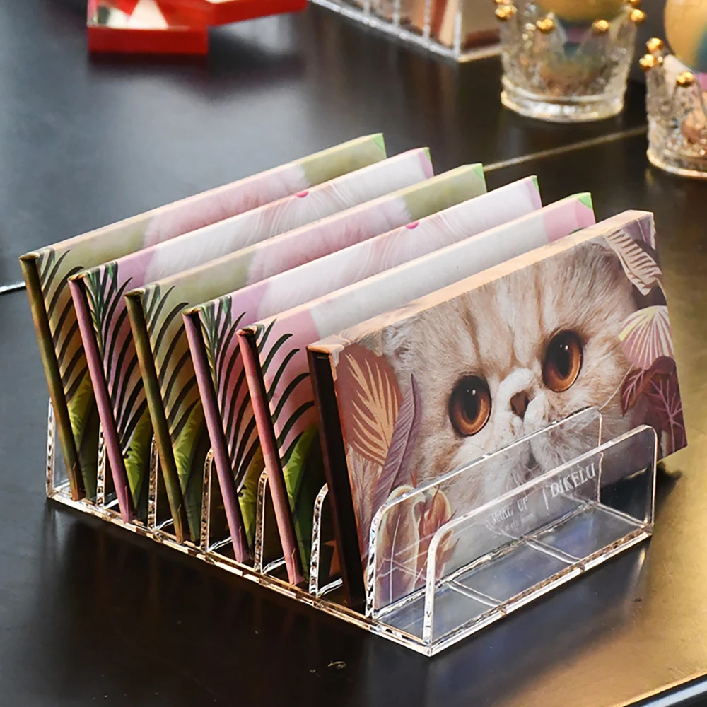 

7-Compartment Transparent Makeup Organizer for Eyeshadow Palette and Cosmetics, Vanity Table and Bathroom Countertop Storage Box